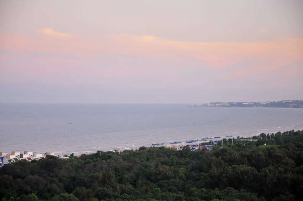 Beidaihe beach and coastline at sunset in Qinhuangdao