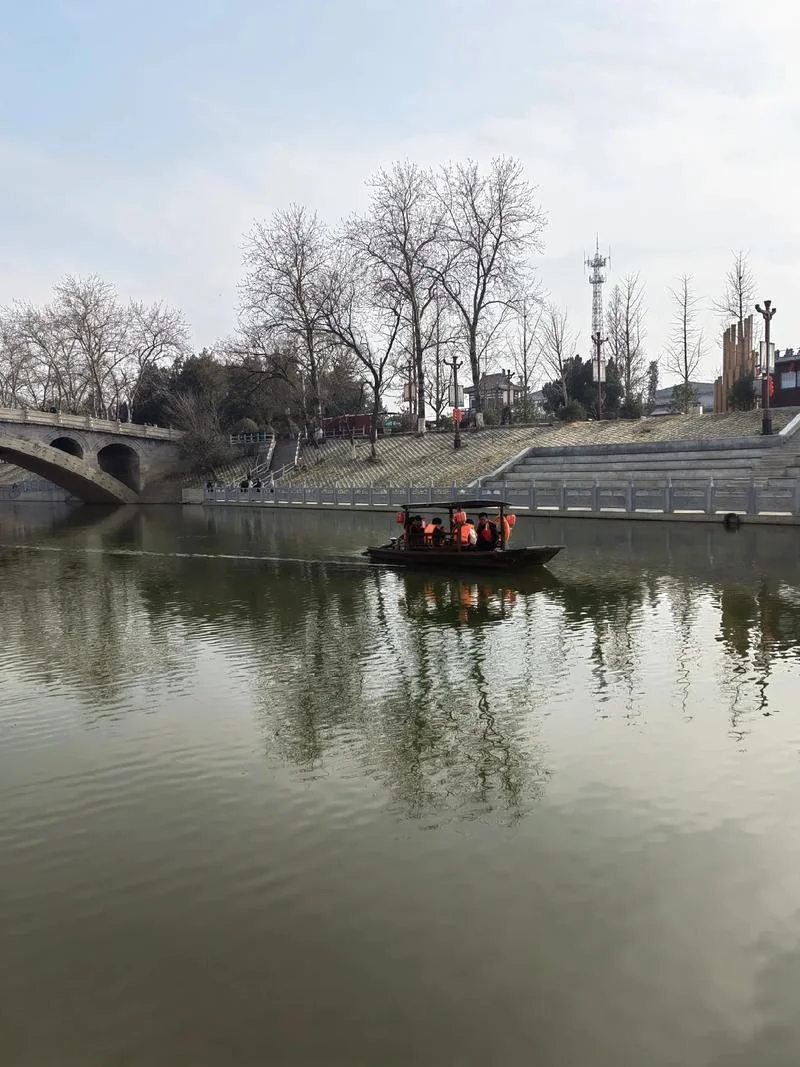 Zhaozhou Bridge seen across the water in Zhaoxian County