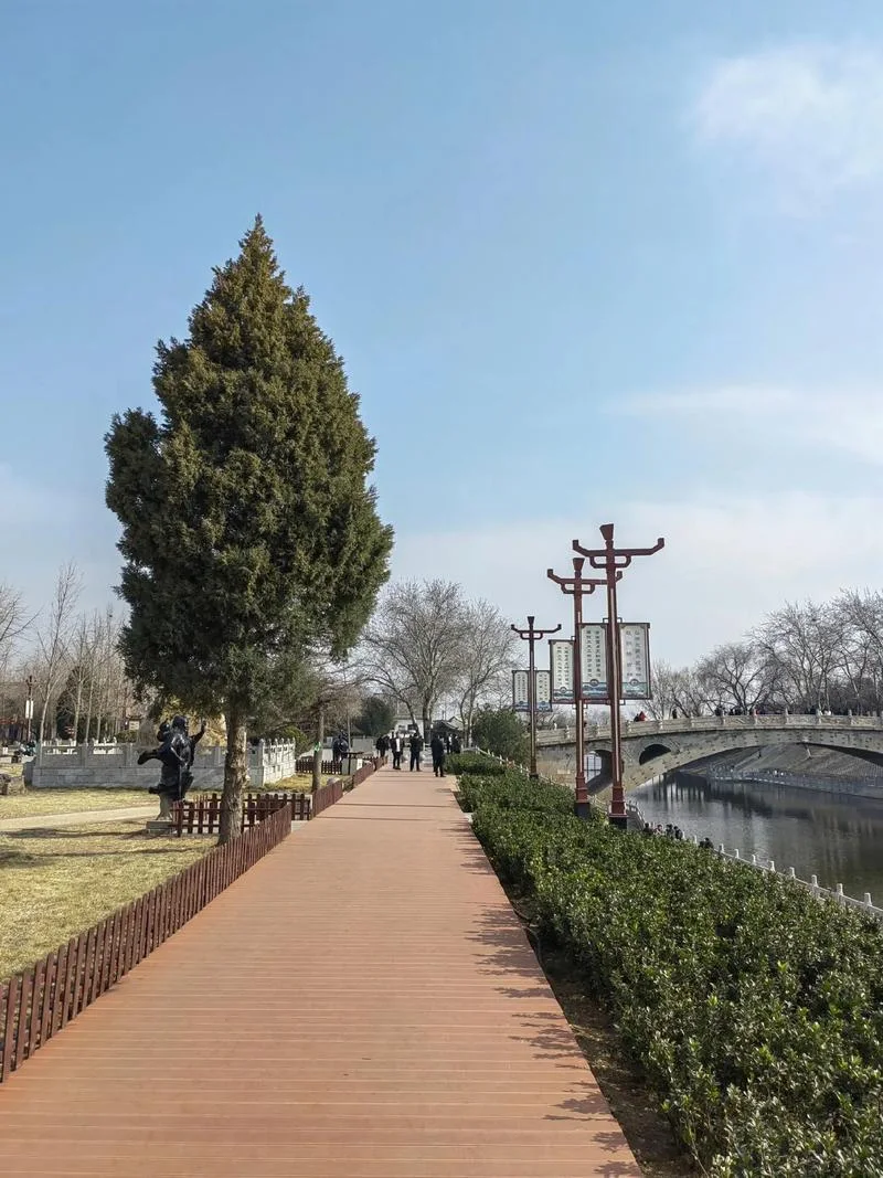 Park walkway near Zhaozhou Bridge scenic area in Zhaoxian