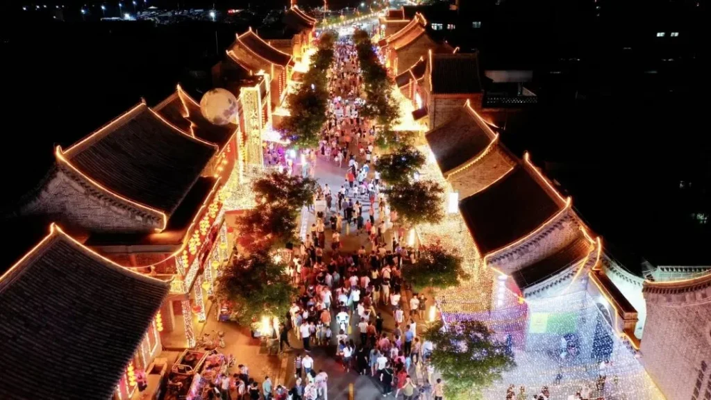 Wangquan Ancient Street night scene in Zhengding