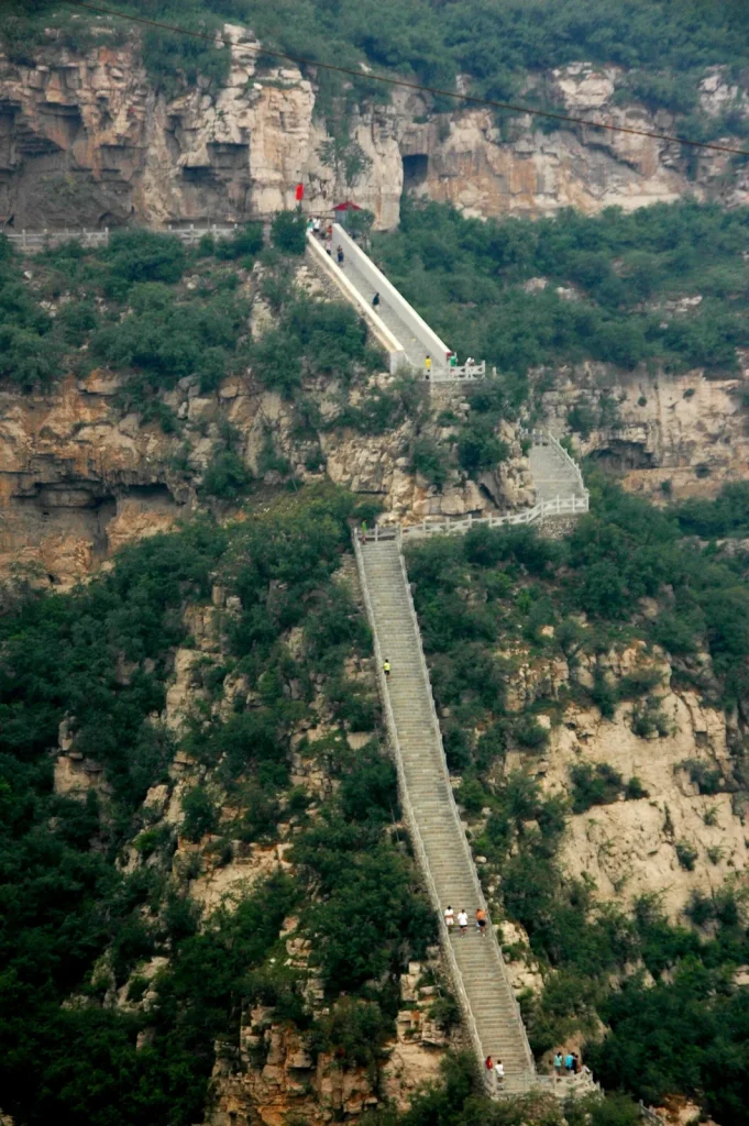 Mountain footpath and cliffs at Baodu Zhai in Shijiazhuang