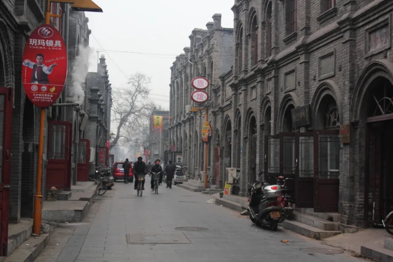 Baoding old quarter street with historic-style buildings