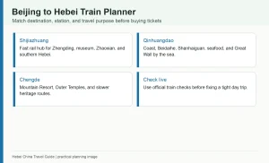 Infographic planning Beijing to Hebei train routes for Shijiazhuang Qinhuangdao and Chengde