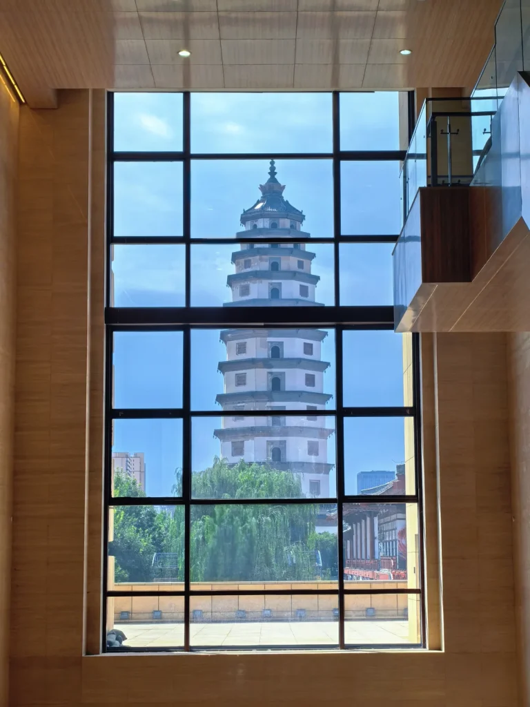 Kaiyuan Temple Pagoda in Dingzhou seen through a building window