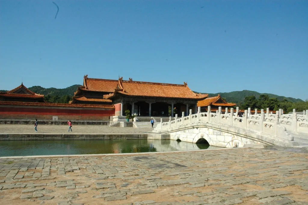 Dabeilou area and stone bridge at Eastern Qing Tombs in Zunhua Hebei