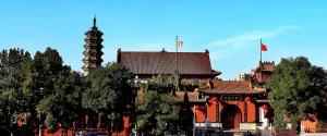 Bailin Temple overview with Zhaozhou Pagoda in Zhaoxian Hebei