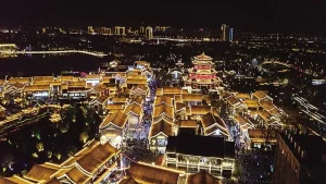 Night view of Nanchuan Old Street beside the Grand Canal in Cangzhou