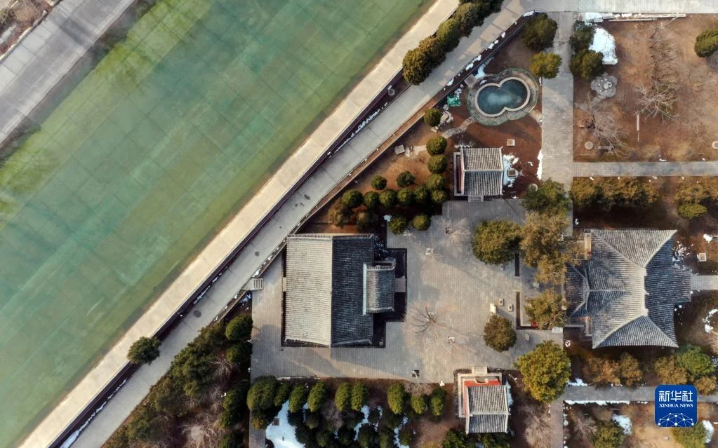 Aerial view of the Pilu Temple museum grounds in Shijiazhuang