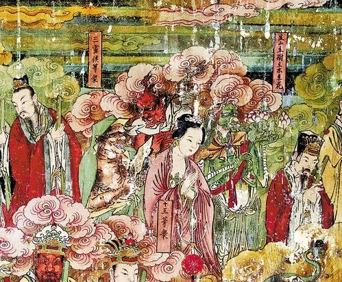 Ming mural figures at Pilu Temple in Shijiazhuang