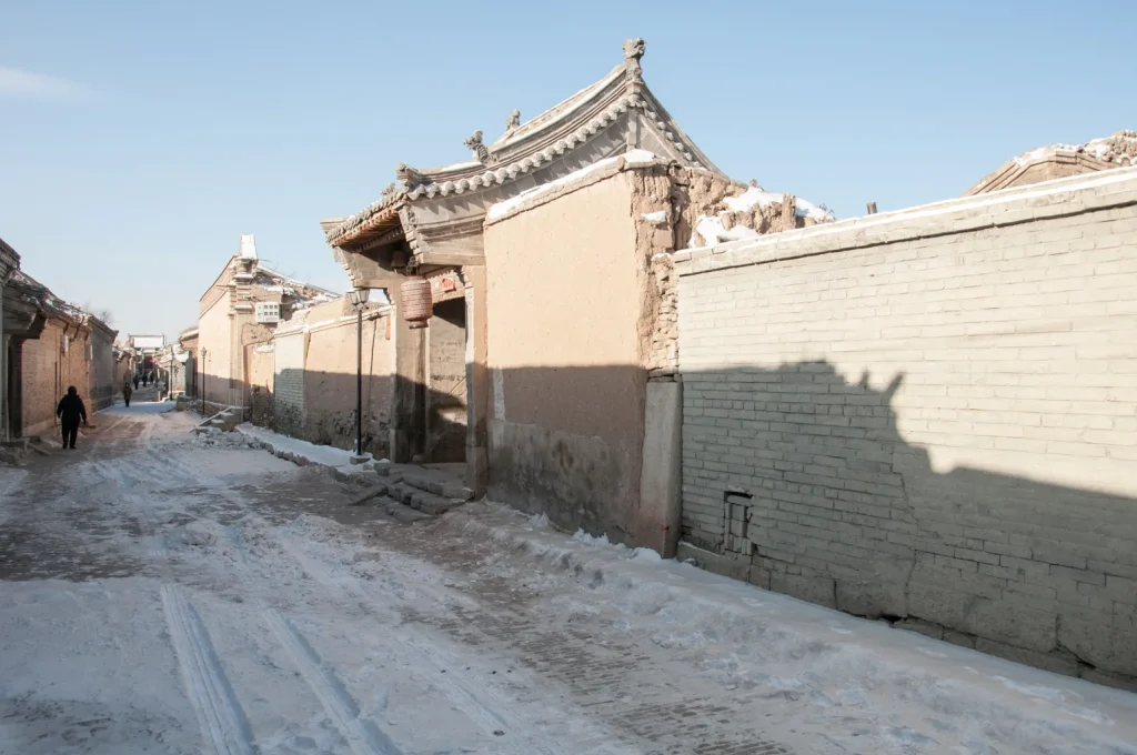 Traditional lane and courtyard walls in Xigubao at Nuanquan Ancient Town
