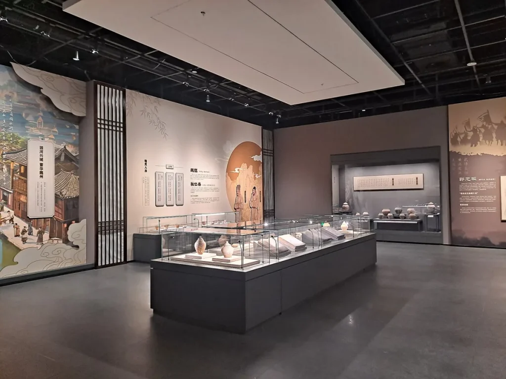 Real view of archaeology displays in the Daming Ancient City Site Museum in Daming County, Handan