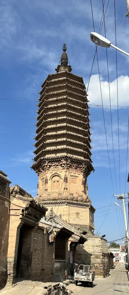 Nan'an Temple Pagoda rising above low houses in Yuzhou Ancient City